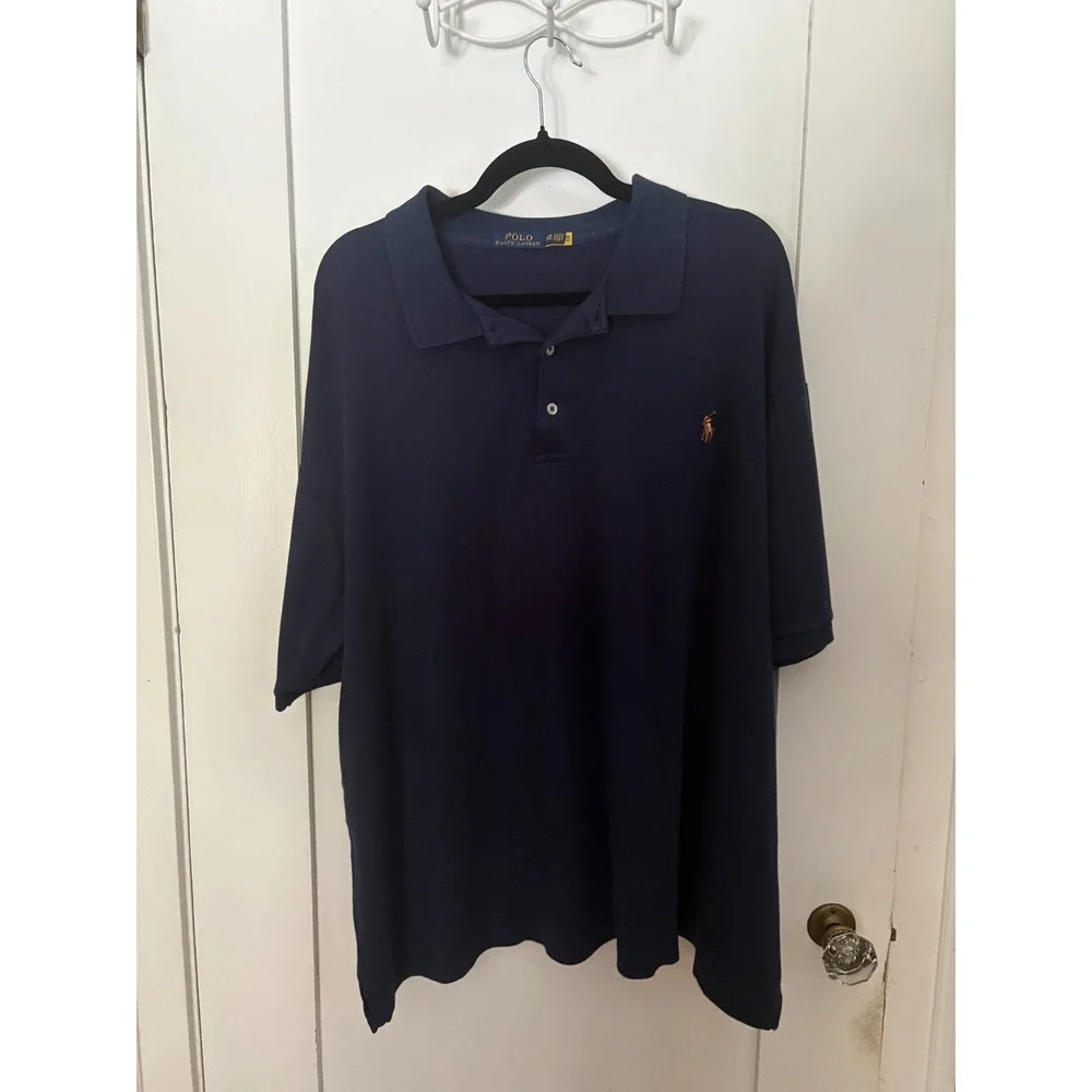 Polo Ralph Lauren Polo Shirt 3XB Big Navy Blue Pony Short Sleeve Cotton